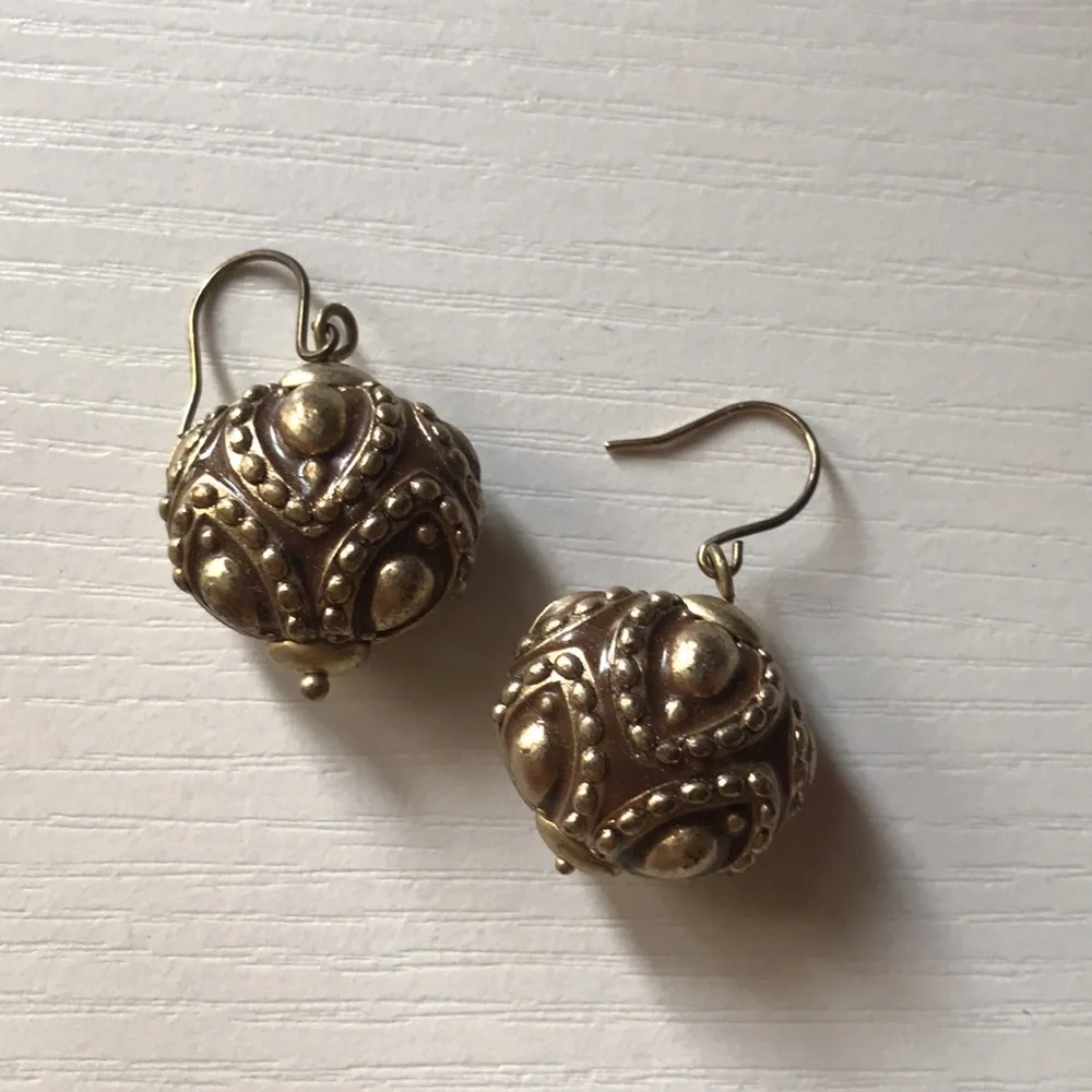 Silver gold chrome ornament style earrings